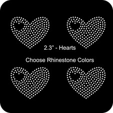 Sheet of 4 Filled Hearts Rhinestone Transfer Hotfix Bling Iron On