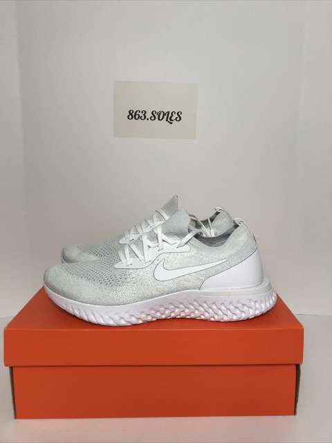 epic react flyknit triple white womens