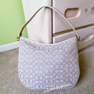 NWT COACH Soft Tabby Hobo Signature Jacquard Stone Ivory C6659 | eBay