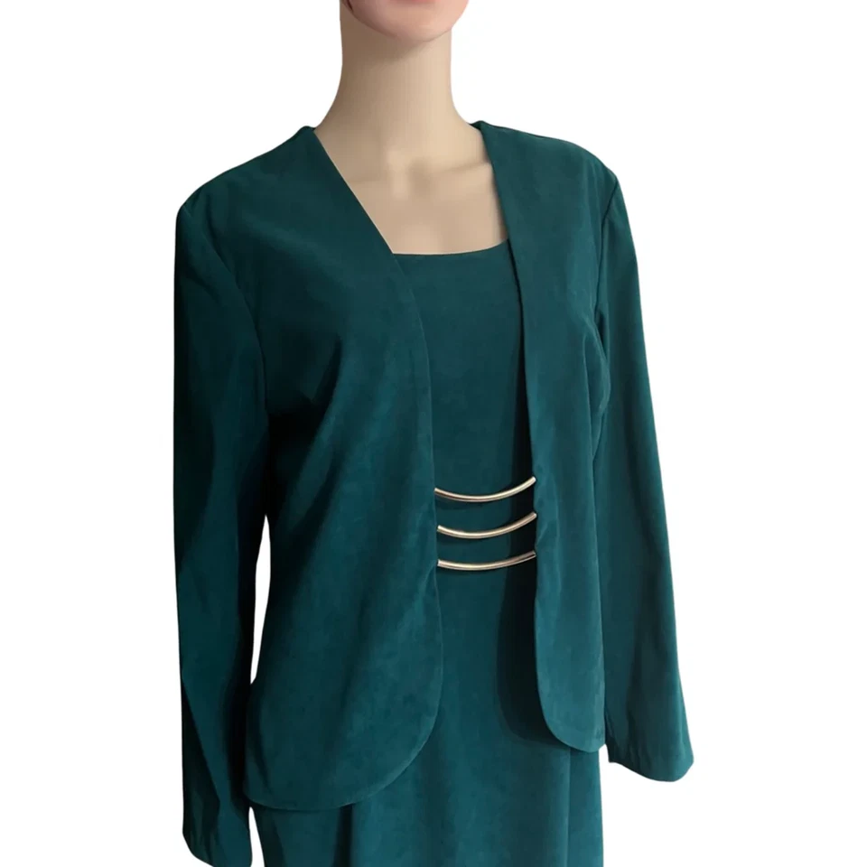 Vestido de gamuza ultra verde azulado Betsy Lauren Petites vintage de los años 90 estilo nueva ola Foto 4 de 4