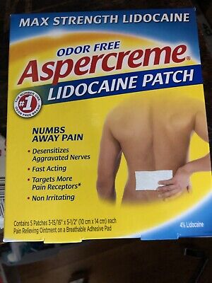 3 Aspercreme Max Strength Pain Relief Lidocaine 4% Patches Odor-Free 5