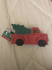 Red Vintage LED LIGHTUP Pickup Wood Truck Christmas Tree Multi Color Decor New