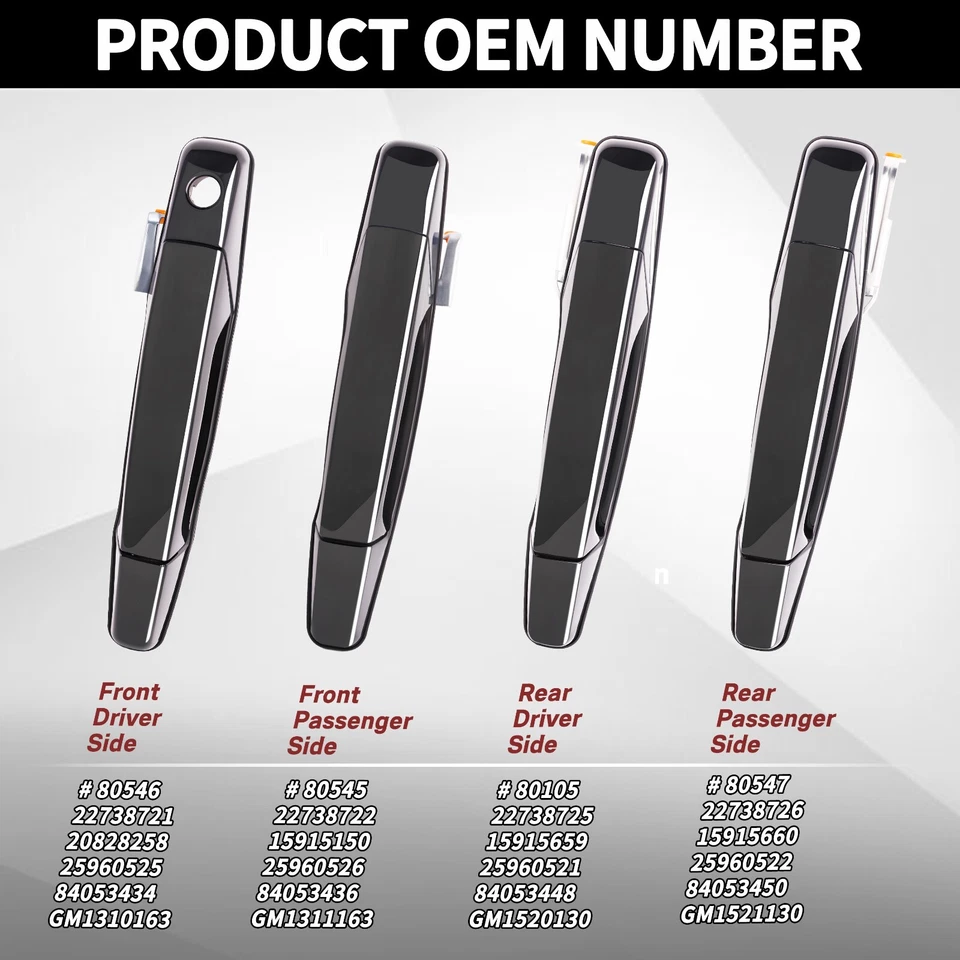 Manija de puerta exterior negra 4 piezas para Chevrolet GMC Cadillac 2007-2014 20828237 Foto 3 de 4