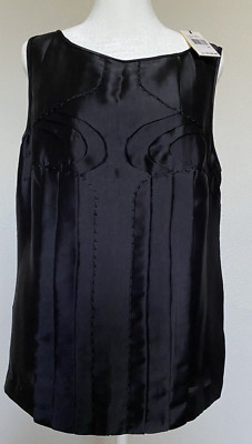 Leon Max Black Sleeveless Top Silk Lined Limited Edition Size 12