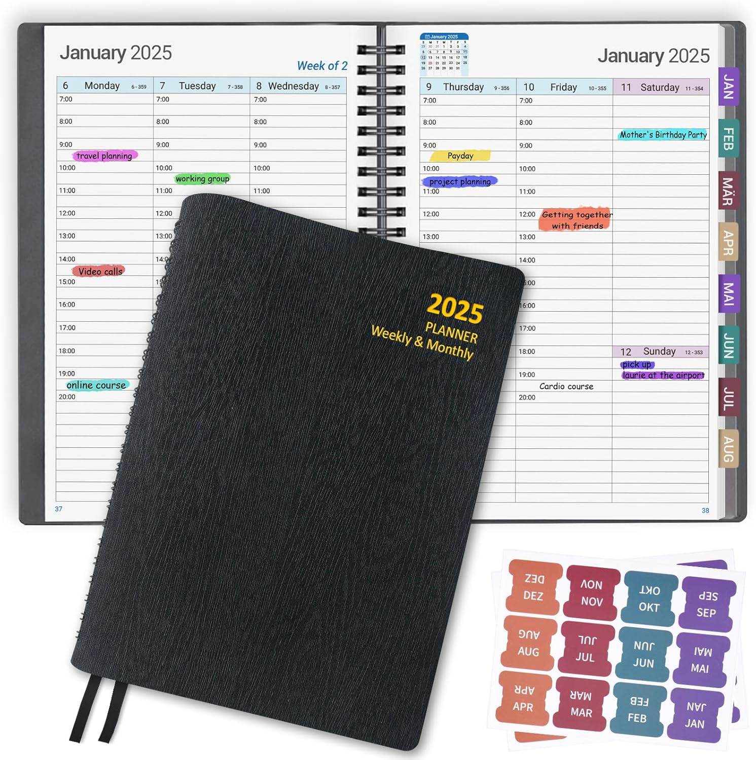 2025 Planner Weekly and Monthly, Daily Planner Appointment Book 2025 Calendar Pl