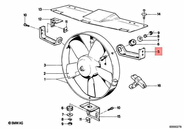 BMW E28 Additional Electric Fan Upper Brackets(2) Genuine  