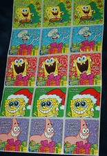 30ct. RARE SPONGEBOB SQUAREPANTS Christmas/Holiday Party Favor 2.5  Stickers
