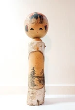 Vintage Japanese Kokeshi doll 36cm 14" Bark kokeshi Kinugawa LARGE