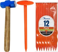 FEBTECH-SepticTank Marker for Property line Markers-2.7"x10" Pack of 12+1 Hammer