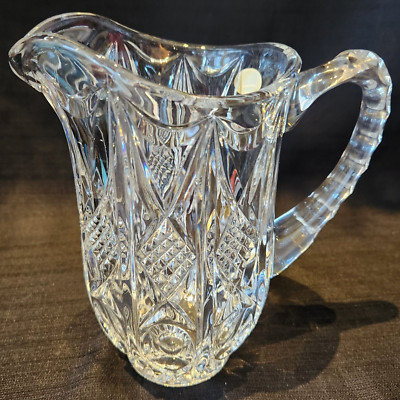 Vintage Cristina 24% Lead Crystal Diamond Cut W Germany 8'' Carafe Water Pitcher