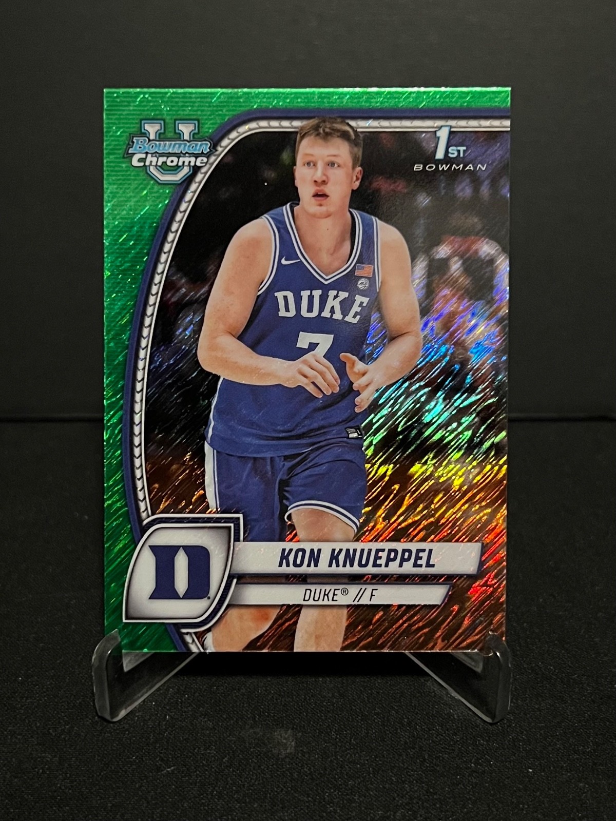 KON KNUEPPEL 2024-25 Bowman Chrome U Green Shimmer Refractor 1st Bowman #48 Duke