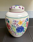 Poole Pottery Ginger Jar Hand Painted In Stylised Flower Traditional Design
