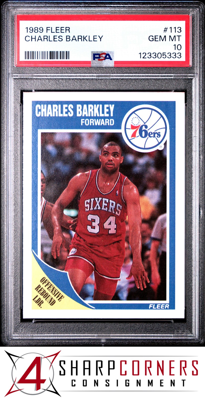1989 FLEER #113 CHARLES BARKLEY 76ERS HOF PSA 10