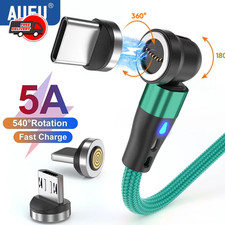 5A Magnetic 540 Rotate Fast Charging USB Type C Cable for iPhone Samsung Xiaomi