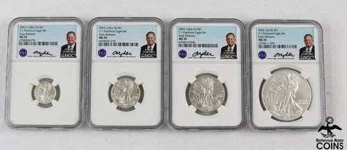 Set of 4: 2023 FIJI T-1 Fractional Silver Eagles .999 Fine Silver Coins NGC MS70