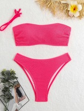 Halter Bikini Set Two Piece Solid Low Waist Women's Summer Beach Swimwear