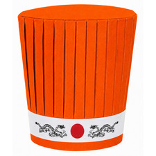 Orange Hibachi Chef Tall Hat with Japanese Dragon Headband Teppanyaki Chef Hat