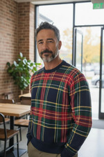 Vintage 90s Nautica Sweater Mens Medium Multicolor Plaid Crewneck Cabincore