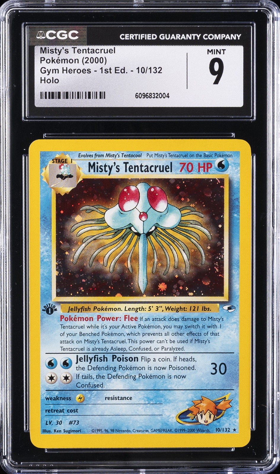 2000 POKEMON GYM HEROES - 1ST EDITION HOLO #10/132 MISTY'S TENTACRUEL CGC 9