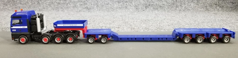 HERPA HO 1:87 151818 HOMBRE transporte pesado con excavadora y coche de persecución LARGO 12" IOB Foto 4 de 4