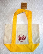 Trader Joes Mini Canvas Yellow Tote Bag New With Tag