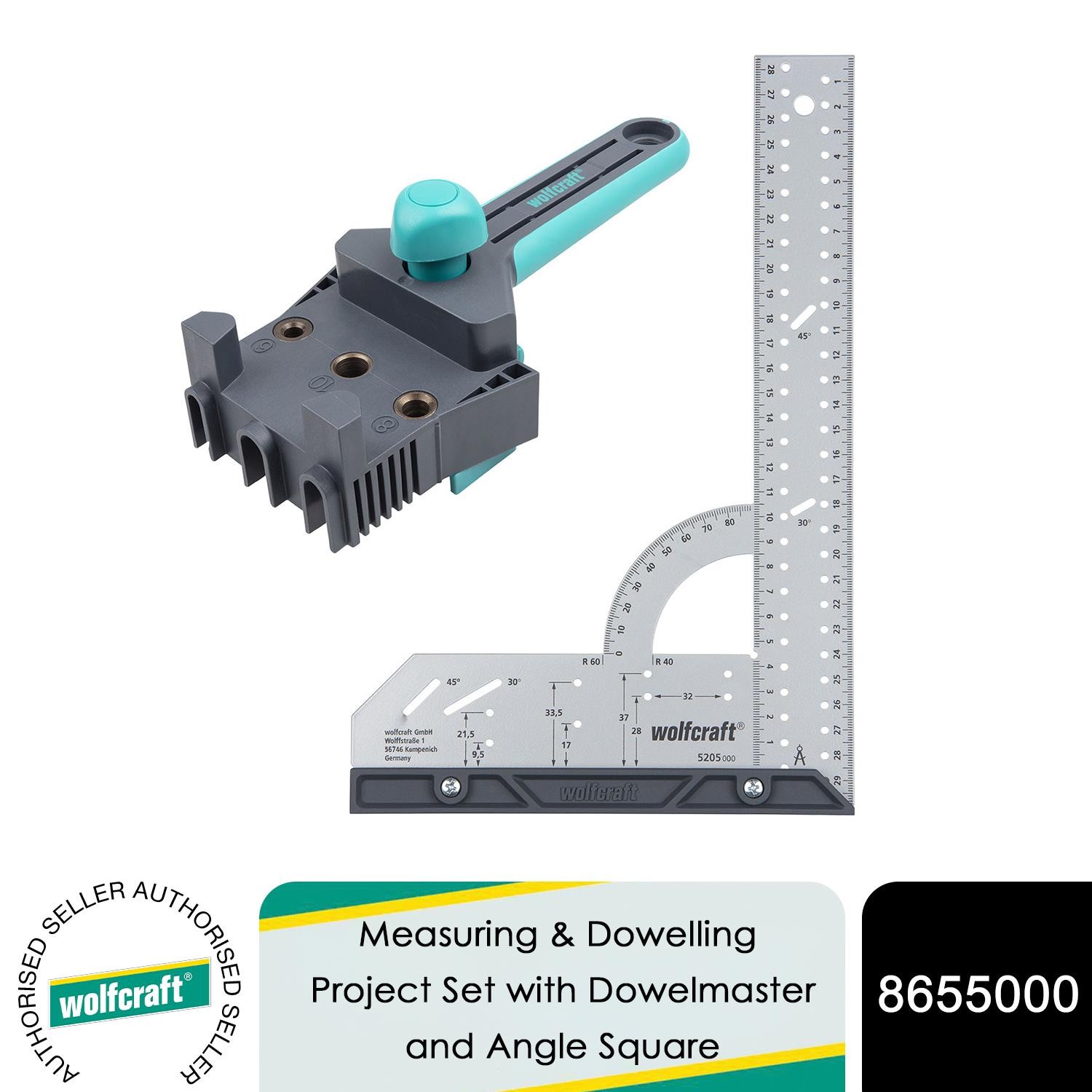 Wolfcraft Measuring & Dowelling Project Set with Dowelmaster and Angle Square