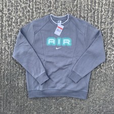 Image of NIKE AIR FLEECE GRAPHIC CREW SWEATSHIRT - IRON GREY - L - BNWT HM0177-068