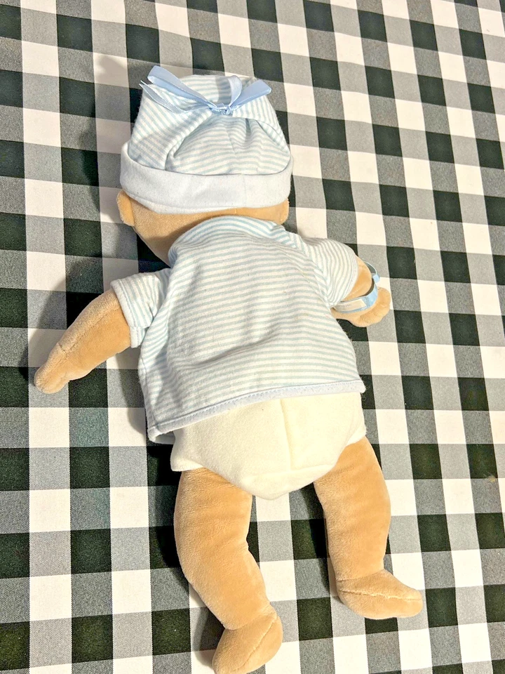 "Muñeco bebé de peluche Pottery Barn Kids 15"" bronceado niño de North American Bear Co raro nuevo con etiquetas" Foto 3 de 4