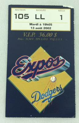 #ad #ad MLB 2002 08 13 LA Dodgers at Montreal Expos Ticket Stub Troy O’Leary HR $9.95