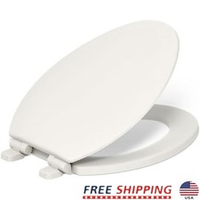 Durable Soft Close Elongated Toilet Seat Lid Wood Bathroom Accessory Hygiene New