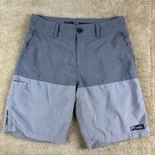 Pelagic Mens Deep Sea Hybrid Shorts 30 Performance Blue gray Fishing Casual 10"