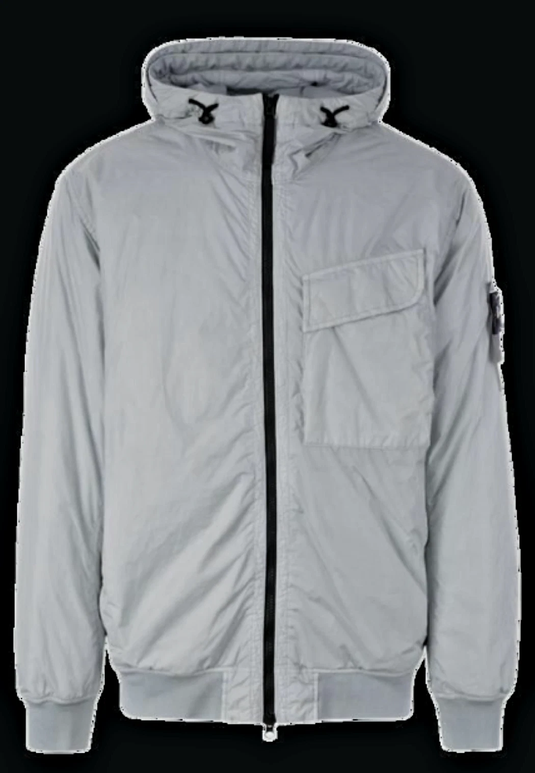 Stone Island piumino stropicciato con cappuccio grigio chiaro 40723 139724303