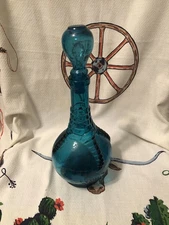 Vintage Wheaton Ball and Claw Bitters Aqua Blue Glass Bottle Large 12 Inches