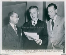 1951 Fred Saigh Ford Frick Bob Carpenter National League Conf Wirephoto 6X8