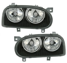 Scheinwerfer Set für VW Golf 3 in Klarglas Schwarz H7 961062 DEPO