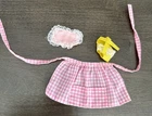 Vtg 1974 Mattel Barbie Doll # 7882 Barbie Baby Sits Pink Gingham Apron Pillow +1