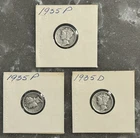 2 1935 P, 1935 D MERCURY DIMES, CIRCULATED, UNGRADED