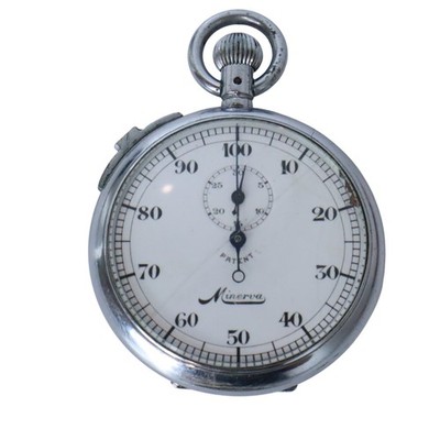 Vintage Minerva Pocket Stop Watch Swiss Mechanical WORKING