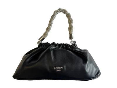 Dune London Bonanza Pochette Clutch Embellie Noir Similicuir Étole Amovible - Photo 1/4