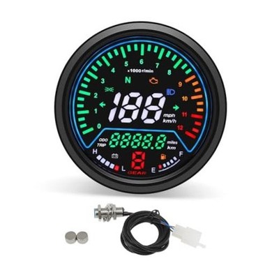 Universal Motorcycle Speedometer with Tachometer 12000 RPM, 6 Gear, Mileage,