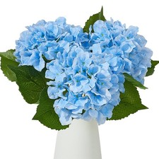 25 Inch Hydrangea Artificial Flowers, Faux Hydrangea Flowers Real Touch Blue