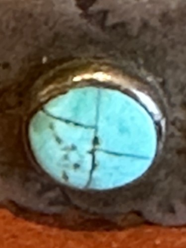 Vintage Navajo Native Turquoise Hand Stampwork Silver Hair Headband - Picture 5 of 11