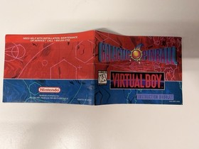 Nintendo Virtual Boy Galactic Pinball Instruction Booklet Manual, 1995 Vintage