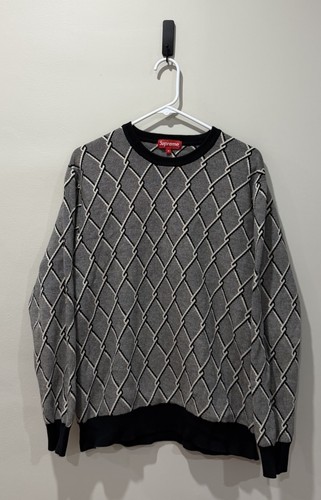 FW14 Supreme Chain Link Jacquard Knit Sweater Black Size Medium 2014