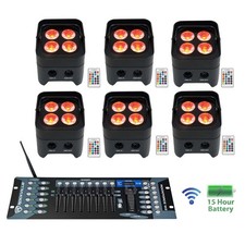 6 Rockville BEST PAR 50 Battery Par Wash Lights Wireless DMX Controller RGBWA UV