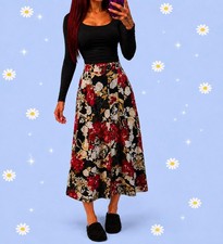 Vintage 90s floral prairie button front boho cottagecore skirt size small