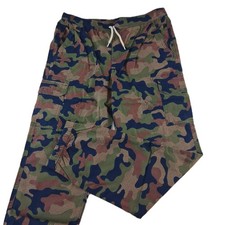 Lands End Iron Knee Stretch Jogger Pants Boys XL Husky Almond Bisque Camo