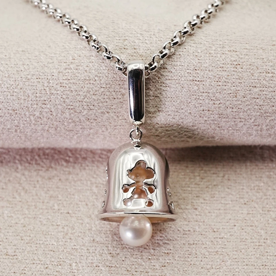 RARO Collar de Perlas Mikimoto Perlita Disney Belle Plata 925 Mujeres Joyería Auténtico Foto 2 de 4