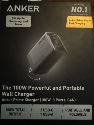 Anker Prime 100W USB C Wall Charger 3-Port GaN Power Adapter, for iPhone/Android