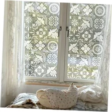 Etched Glass Window Privacy Film 22.83"X75.98"/58X193CM Frost Square Bird